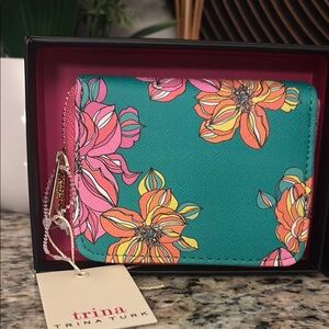 Trina Turk Teal Floral Wallet